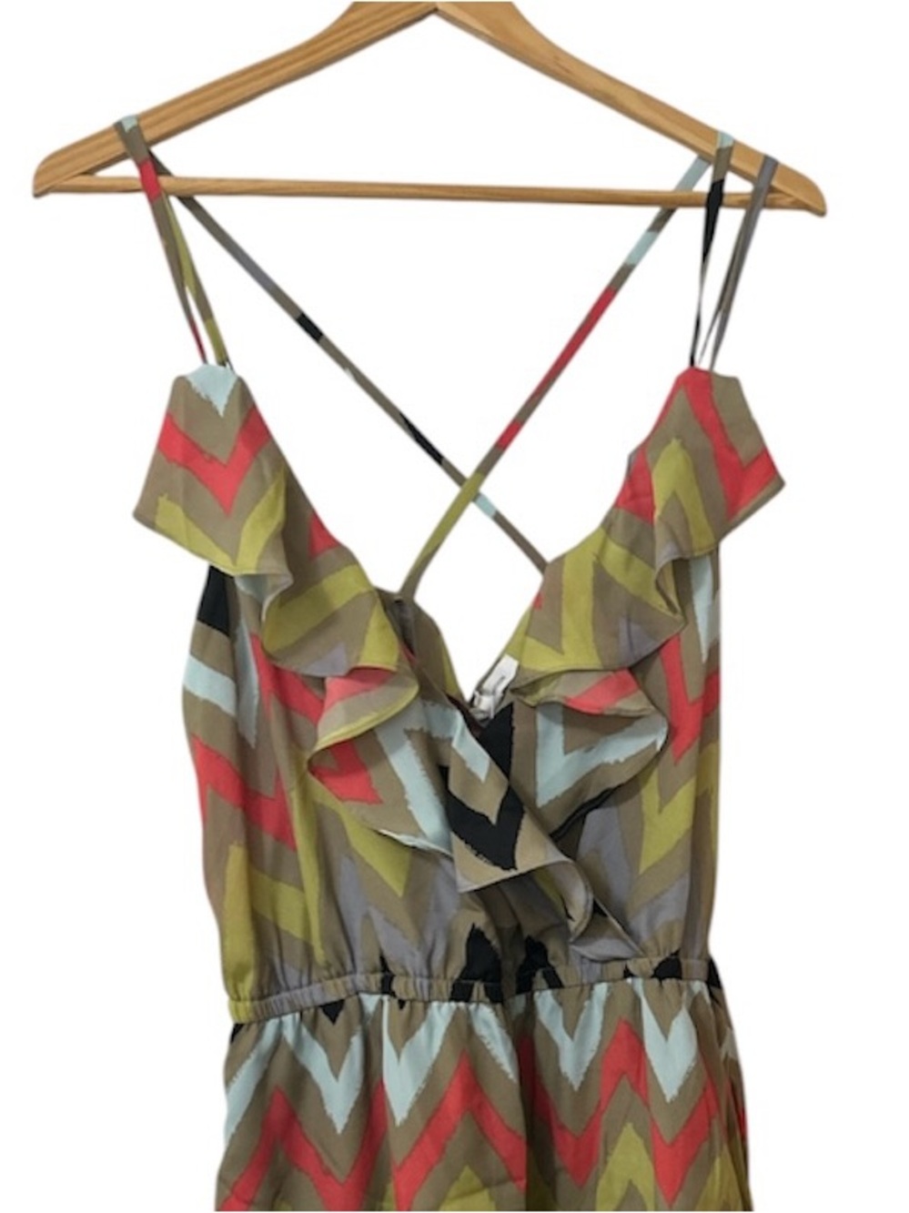 BCBGeneration Multicolor Chevron Ruffle Strap Dress - Picture 4 of 9